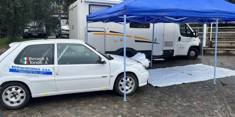 Squadra corse Angelo Caffi con Tonoli e Berardi al Camunia Rally