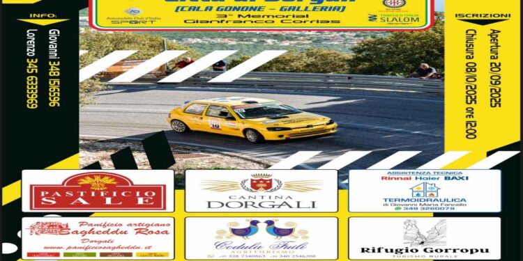 Per lo Slalom Città di Dorgali (Cala Gonone-Galleria) iscrizioni aperte fino a mercoledì 8 ottobre