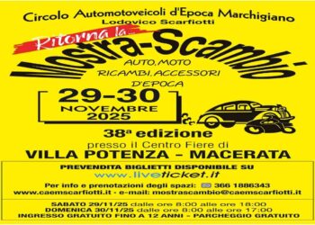 CAEM/SCARFIOTTI: A FINE MESE TORNA LA MOSTRA SCAMBIO AUTOMOTO D’EPOCA A VILLA POTENZA