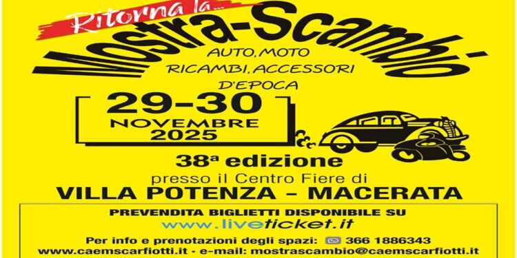 CAEM/SCARFIOTTI: A FINE MESE TORNA LA MOSTRA SCAMBIO AUTOMOTO D’EPOCA A VILLA POTENZA