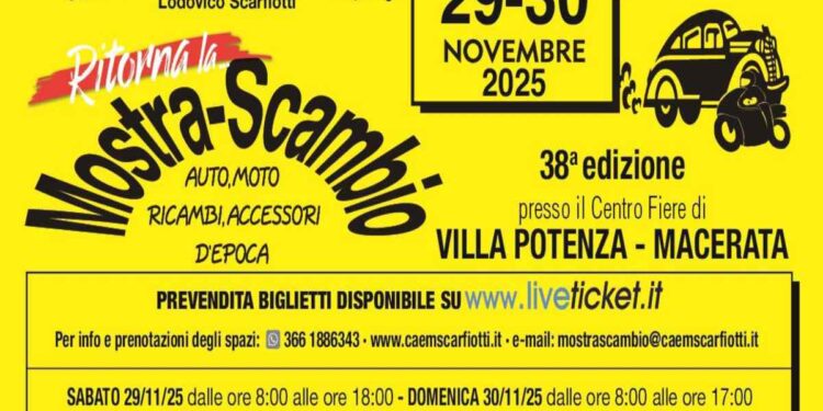 CAEM/SCARFIOTTI: SABATO E DOMENICA TORNA LA MOSTRA SCAMBIO DI VILLA POTENZA